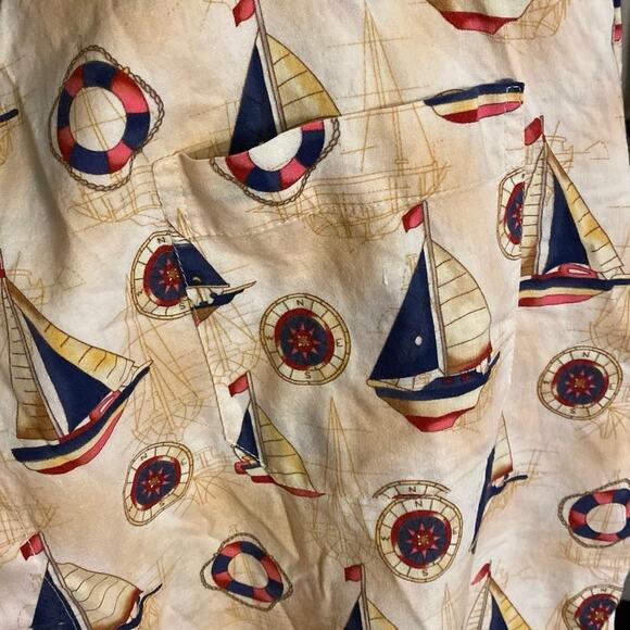 VINTAGE Guayaberass Nautical Button Up Casual Shirt short sleeve unknown size - Picture 10 of 10